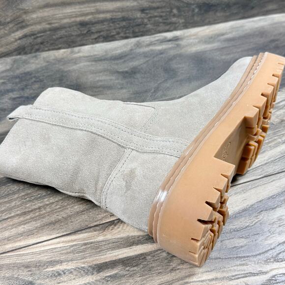 NEW Splendid Adria 7M Suede Taupe Lug Sole Mid Calf Boots Booties - Picture 9 of 11